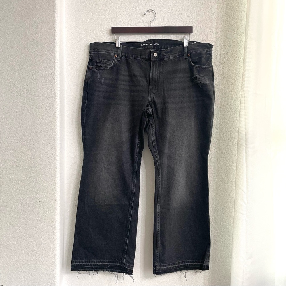 NWT Old Navy Womens Jeans Denim Washed Black Gray Distressed Bootcut Size 20